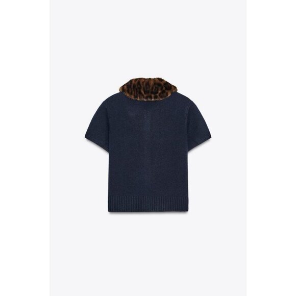 ZARA ANIMAL PRINT COLLAR CARDIGAN - Picture 8 of 9